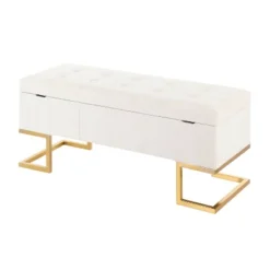 41" Midas Glam Storage Bench Steel/Velvet Gold/White - LumiSource -Steve Silver Furniture Store GUEST a51867b9 d324 4166 b5d9 d50078d260ca