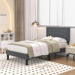 VECELO Twin/Full/Queen Size Upholstered Bed Frame Button Tufted Adjustable Headboard 26 VECELO Twin/Full/Queen Size Upholstered Bed Frame Button Tufted Adjustable Headboard -Steve Silver Furniture Store GUEST a59316a0 7027 4cb2 b2dc 1530c1316ebb