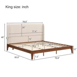 King/Queen Size Platform Bed, Solid Dry Bamboo Wood Bed Frame With Upholstered High Headboard, Easy Assembly -ModernLuxe -Steve Silver Furniture Store GUEST a65ddf92 3775 4ffa 919a 571410a082c9