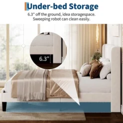 Bed Frame With Vertical Channel Tufted Wingback Headboard, Upholstered Platform Bed Frame With Strong Wooden Slats Support -Steve Silver Furniture Store GUEST a92eed1e fe0a 439c 93fb db4c869c63cd