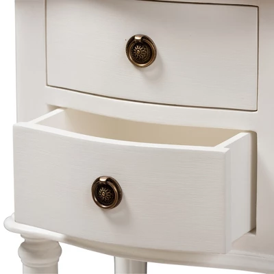 Audrey Finished 2 Drawer Nightstand White - Baxton Studio 4 Audrey Finished 2 Drawer Nightstand White - Baxton Studio - Image 4