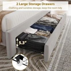 Bed Frame With 2 Storage Drawers, Vintage Velvet Upholstered Bedframe, Button Tufted Wingback Headboard, No Box Spring Needed, Noise Free -Steve Silver Furniture Store GUEST ac2443d5 3c19 4eac ab89 0ab57019cd99