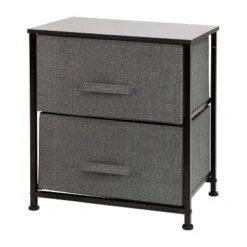 Flash Furniture 2 Drawer Wood Top Nightstand Storage Organizer With Cast Iron Frame And Dark Easy Pull Fabric Drawers -Steve Silver Furniture Store GUEST ac7a2abe f377 41d1 bb6e 10dd01e225a5