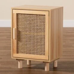 Maclean Rattan Wood 1 Door Nightstand Natural/Brown - Baxton Studio -Steve Silver Furniture Store GUEST ad57f06c 5698 4bd5 91e4 2253cff09f40