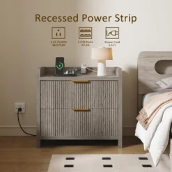 Boersma Fluted Nightstand Set Of 2, 23" Modern Night Stand With Charging Station,Side Table With 2 Drawers,End Table With Storage,Farmhouse Sofa -Steve Silver Furniture Store GUEST ad7e0bbc 71f6 44a2 b2d2 ebb039811004