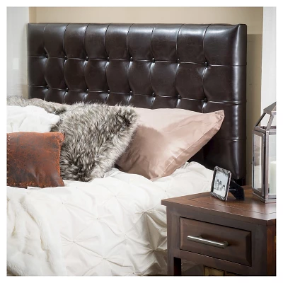 California/King Austin Tufted Bonded Leather Headboard Brown - Christopher Knight Home 1 California/King Austin Tufted Bonded Leather Headboard Brown - Christopher Knight Home