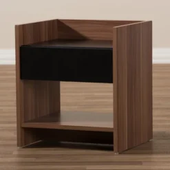 Vanda Modern And Contemporary Two - Tone Wood 1 - Drawer Nightstand - Brown - Baxton Studio -Steve Silver Furniture Store GUEST b12e32db c5f1 4fb4 ae97 6443f7370d46