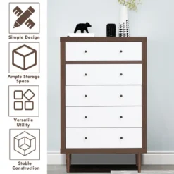 Costway 5 Drawer Dresser Wood Chest Of Drawers Storage Freestanding Cabinet Organizer 16 Costway 5 Drawer Dresser Wood Chest Of Drawers Storage Freestanding Cabinet Organizer -Steve Silver Furniture Store GUEST b3ead3c8 0137 4feb b095 89efb4fb1627