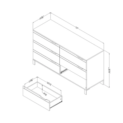 Kanagane 6 Drawer Double Dresser Pure White - South Shore 5 Kanagane 6 Drawer Double Dresser Pure White - South Shore - Image 5