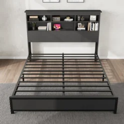 Queen Size Bed Frame With Bookcase Headboard, Queen Platform Bed With 2-tier Storage & Charging Station, No Box Spring Needed Easy Assemble,Black 10 Queen Size Bed Frame With Bookcase Headboard, Queen Platform Bed With 2-tier Storage & Charging Station, No Box Spring Needed Easy Assemble,Black -Steve Silver Furniture Store GUEST b5aed704 9963 49de b327 ea932b4090c4