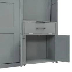 Twin Size Murphy Bed Wall Bed With Closet, Cabinets, Storage Shelves And Desk, White/Gray-ModernLuxe -Steve Silver Furniture Store GUEST b631d272 463c 4cbb ac3d 0225924c3807