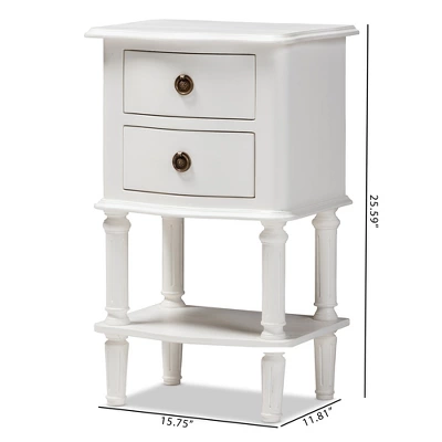 Audrey Finished 2 Drawer Nightstand White - Baxton Studio 8 Audrey Finished 2 Drawer Nightstand White - Baxton Studio - Image 8