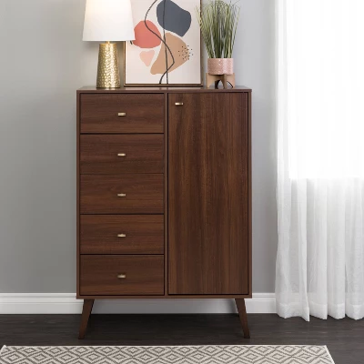 Milo Mid-Century Modern 5 Drawer Chest With Door - Prepac 12 Milo Mid-Century Modern 5 Drawer Chest With Door - Prepac - Image 12