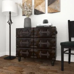 Traditional 6 Drawer Faux Leather Chest Black - Olivia & May -Steve Silver Furniture Store GUEST b7f32063 57f2 4580 9519 746fbe9ac933