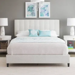 Malik Mid-Century Vertical Channel Linen Upholstered Platform Bed - Eco Dream -Steve Silver Furniture Store GUEST b8ee1473 3322 4594 946c 731f97340af6