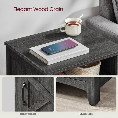 VASAGLE Farmhouse Nightstand With Barn Door, Bedside Table With Storage, Side End Table, Night Stand With Open Compartment 5 VASAGLE Farmhouse Nightstand With Barn Door, Bedside Table With Storage, Side End Table, Night Stand With Open Compartment - Image 5