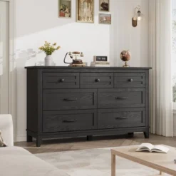 7 Dresser For Bedroom, 54" Wide Drawer Dresser With Storage Freestanding, Wooden Closet Storage Chest For Living Room, Bedroom, Office -Steve Silver Furniture Store GUEST bc52dc06 8328 403c a222 32e1ef6faef4