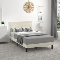VECELO Velvet Upholstered Platform Bed Frame With Adjustable Headboard, Sturdy Wood Slats & Metal Support, No Box Spring Needed, Twin/Full/Queen Size -Steve Silver Furniture Store GUEST bc8e04ea a282 4086 a87b 288d2e078a6d