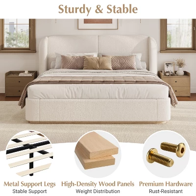 Queen/King Size Platform Bed Frame With Upholstered Headboard - ModernLuxe 4 Queen/King Size Platform Bed Frame With Upholstered Headboard - ModernLuxe - Image 4