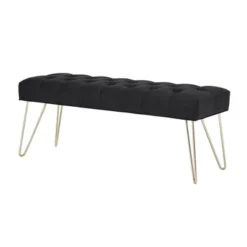 Hewett Velvet Tufted Metal Bench - Inspire Q -Steve Silver Furniture Store GUEST c25ff1b5 9462 41a1 a934 81bfd8a0c0d7