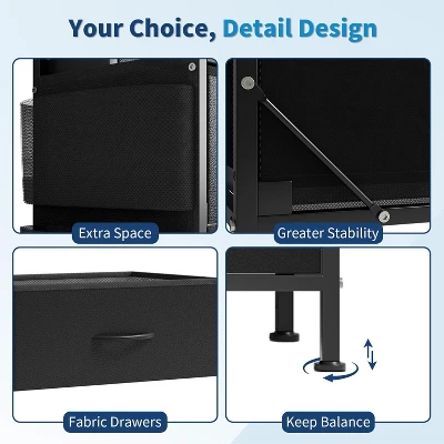 Dresser For Bedroom With 14 Drawers, 55" W Dresser With Side Pocket, Fabric Dressers & Chests Of Drawers With Shelves 4 Dresser For Bedroom With 14 Drawers, 55" W Dresser With Side Pocket, Fabric Dressers & Chests Of Drawers With Shelves - Image 4