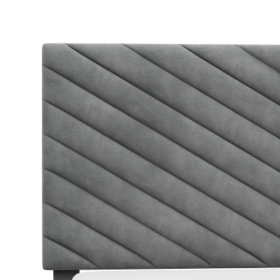 Queen Crestwood Upholstered Chevron Pleated Platform Bed With 2 Dual USB Ports Gray - Hillsdale Furniture 13 Queen Crestwood Upholstered Chevron Pleated Platform Bed With 2 Dual USB Ports Gray - Hillsdale Furniture - Image 13