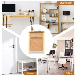 Costway 2PCS Nightstand With Drawer Accent Side End Table Storage Cabinet WhiteNatural -Steve Silver Furniture Store GUEST c83864ed 15b7 487a a5ed b1e97447665c