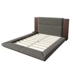 Queen/King Size Floor Upholstered Platform Bed Frame With Upholstered Headboard And Bedside Table, No Box Spring Needed, Grey-ModernLuxe -Steve Silver Furniture Store GUEST c93ae525 500c 4327 aa26 67b6f747942d