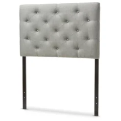 Twin Viviana Modern And Contemporary Fabric Upholstered Button Tufted Headboard Gray - Baxton Studio