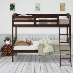 Costway Wood Solid Hardwood Twin Bunk Beds Detachable Safety Rail -Steve Silver Furniture Store GUEST c972cdd0 d32c 4a6e 9fcf d6eea495b94d