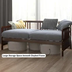 Costway Twin Size Wooden Slats Daybed Bed Sofa Support Platform Sturdy W/Rails White/Cherry -Steve Silver Furniture Store GUEST c9ad2aad 0726 4a6a 9466 ba6c3b875611