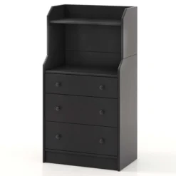 Costway 3-Drawer Dresser 44" Tall Wood Storage Organizer Chest With 2 Open Shelves Black/White/Walnut -Steve Silver Furniture Store GUEST c9b3ef5e b9bc 4498 b373 ee150f7564cc
