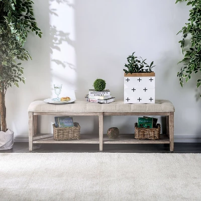 Wixam Tufted Bench Beige/Brown - HOMES: Inside + Out 2 Wixam Tufted Bench Beige/Brown - HOMES: Inside + Out - Image 2