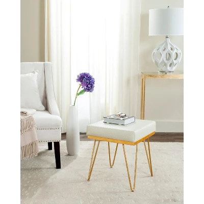 Jenine Faux Ostrich Square Bench - Cream/Gold - Safavieh 1 Jenine Faux Ostrich Square Bench - Cream/Gold - Safavieh
