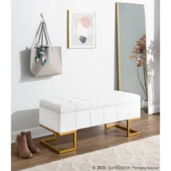 41" Midas Glam Storage Bench Steel/Velvet Gold/White - LumiSource -Steve Silver Furniture Store GUEST d46928aa d220 4287 bc24 603f57ba9dd9
