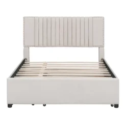 Queen/Full Size Wooden Upholstered Platform Bed Frame With 2 Drawers And 1 Twin/Twin XL Trundle Beige/Gray, 4L -ModernLuxe -Steve Silver Furniture Store GUEST d488c793 1ddf 4b04 ba4d 79dcd449e8ca