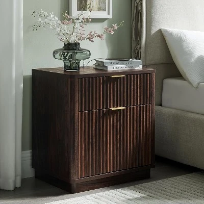 SinCiDo 23" Fluted Nightstand W/Charging Station, 2 Drawer Mid Century Modern End Table W/Storage For Bedroom & Living Room 9 SinCiDo 23" Fluted Nightstand W/Charging Station, 2 Drawer Mid Century Modern End Table W/Storage For Bedroom & Living Room - Image 9