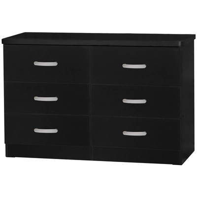 Better Home Products Megan Wooden 6 Drawer Double Dresser In Black 1 Better Home Products Megan Wooden 6 Drawer Double Dresser In Black