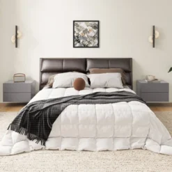 Costway 1/2 PCS Floating Nightstand With Drawer Storage Modern Floating Bedroom Shelf Gray -Steve Silver Furniture Store GUEST d6eb0930 7873 4166 8021 dfdf06eb8113