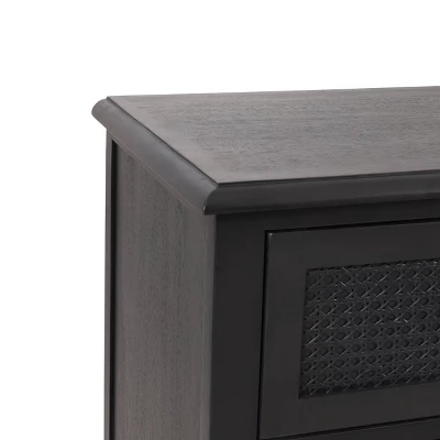 Newell Rustic Acacia Wood And Cane 3 Drawer Dresser Dark Gray - Christopher Knight Home 6 Newell Rustic Acacia Wood And Cane 3 Drawer Dresser Dark Gray - Christopher Knight Home - Image 6