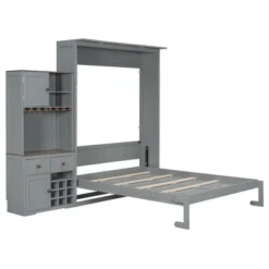Queen Size Murphy Bed Foldable Bed Space-saving Wall Bed With LED, Storage Cabinet, Drawers, Glass Holder & Wine Rack - ModernLuxe -Steve Silver Furniture Store GUEST dc198db0 435f 462a bb81 0fe0ce24adad