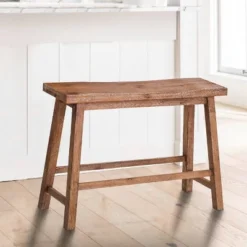 Saddle Seat Wooden Bench With Canted Frame Brown - Benzara -Steve Silver Furniture Store GUEST dda96717 ae54 4f90 be7a ea07749455d6