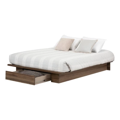 Queen Tao Platform Bed With Drawer Natural Walnut - South Shore 6 Queen Tao Platform Bed With Drawer Natural Walnut - South Shore - Image 6