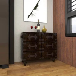 Traditional 6 Drawer Faux Leather Chest Black - Olivia & May -Steve Silver Furniture Store GUEST e2237871 1900 412d 90ac 5e845af64140