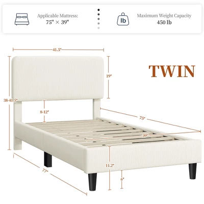 Yaheetech Upholstered Bed Frame With Adjustable Headboard And Mattress Foundation With Wooden Slat Support 2 Yaheetech Upholstered Bed Frame With Adjustable Headboard And Mattress Foundation With Wooden Slat Support - Image 2