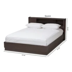 Queen Larsine Finished Platform Storage Bed With Headboard Shelves - Baxton Studio -Steve Silver Furniture Store GUEST e2b285fa cf28 4fe7 a7e3 66a712105318