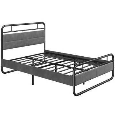 Yaheetech Metal Platform Bed Frame With Velvet Upholstered Headboard 8 Yaheetech Metal Platform Bed Frame With Velvet Upholstered Headboard - Image 8