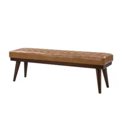 Olga 55.5" Wide Mid-century Modern Genuine Leather Bedroom Bench |ARTFUL LIVING DESIGN -Steve Silver Furniture Store GUEST e649580d 9a04 45dd 8426 1a464e513d85