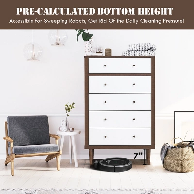 Costway 5 Drawer Dresser Wood Chest Of Drawers Storage Freestanding Cabinet Organizer 6 Costway 5 Drawer Dresser Wood Chest Of Drawers Storage Freestanding Cabinet Organizer - Image 6