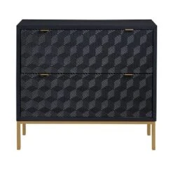 Teressa Mid-Century Modern 2 Drawer Storage Accent Chest Black/Gold - Treasure Trove